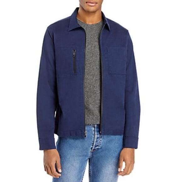 Michael Kors Cotton Stretch Slim Fit Full Zip Shirt Jacket Midnight Size M